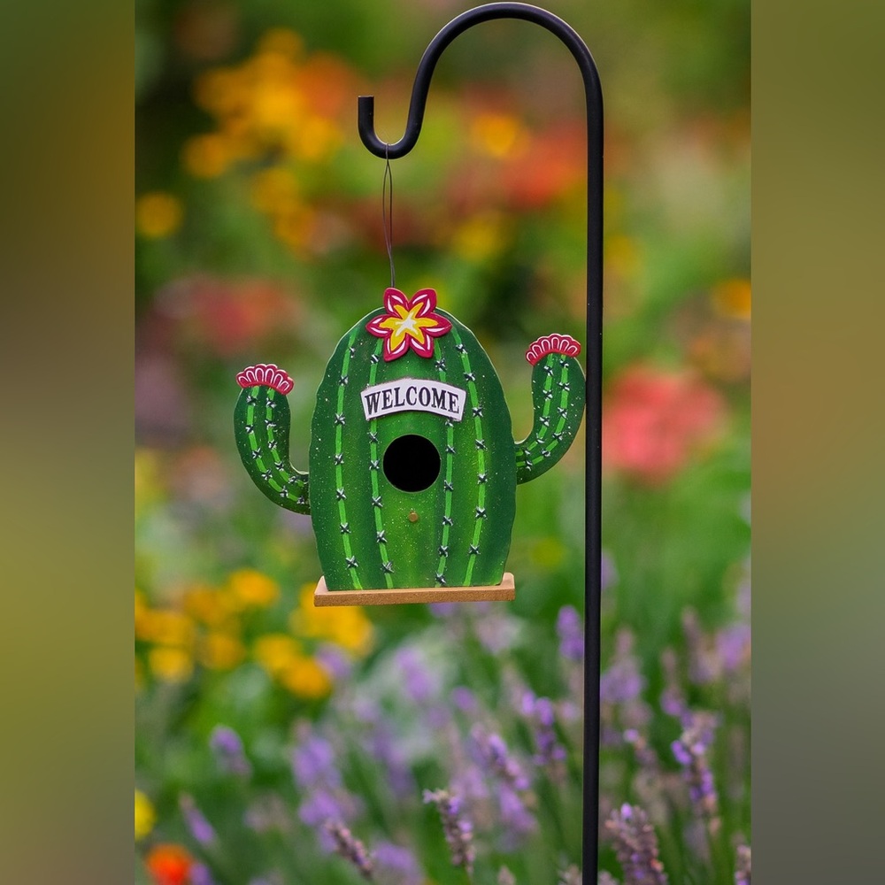 Cactus Shaped Birdhouse with Welcome Sign